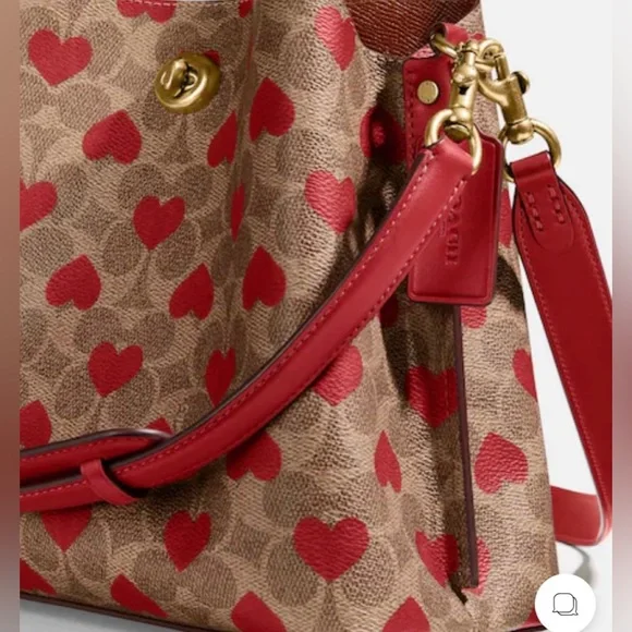 NWT Coach Willow Bucket Bag in Signature Canvas with Heart Print - Picture 9 of 12